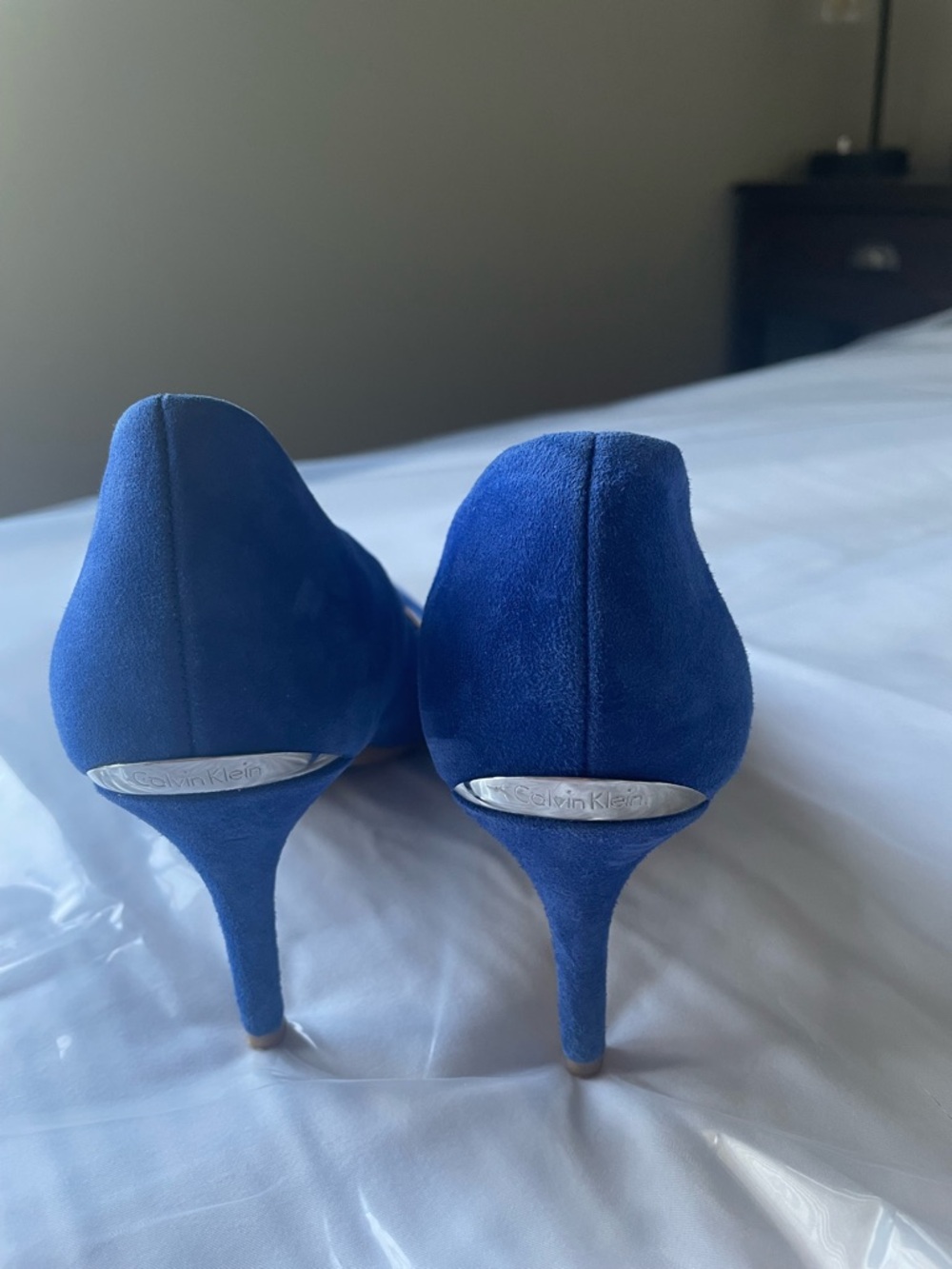 Calvin Klein Royal Blue Pointed-Toe Suede Pumps - Picture 3 of 5